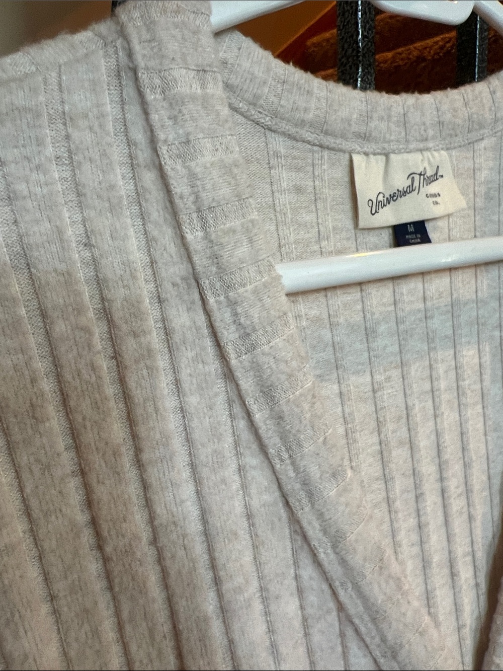 Universal Thread Beige Ribbed V-Neck Button Cardigan - Picture 7 of 9